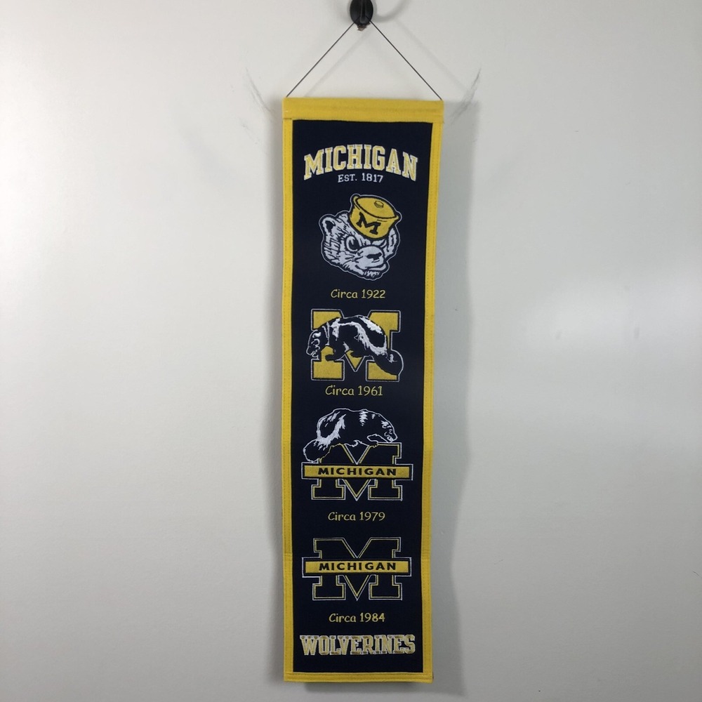 Michigan Wolverines NCAA Winning Streak Embroidered Heritage Banner Navy Gold